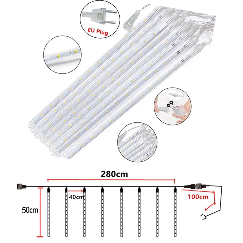 LED Meteor Shower Christmas String Lights
