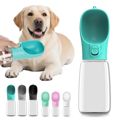 Leak-Proof Pet Water Bottle with Built-In Bowl