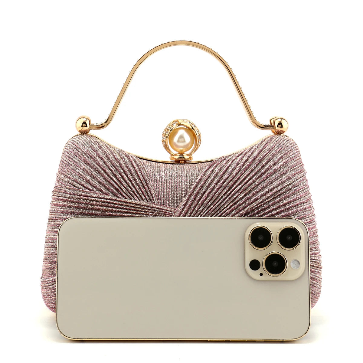 Bow Ruched Evening Clutch Bag