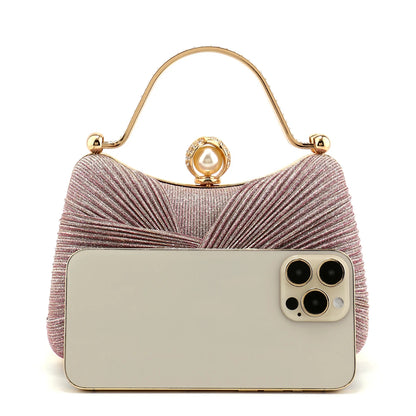 Bow Ruched Evening Clutch Bag