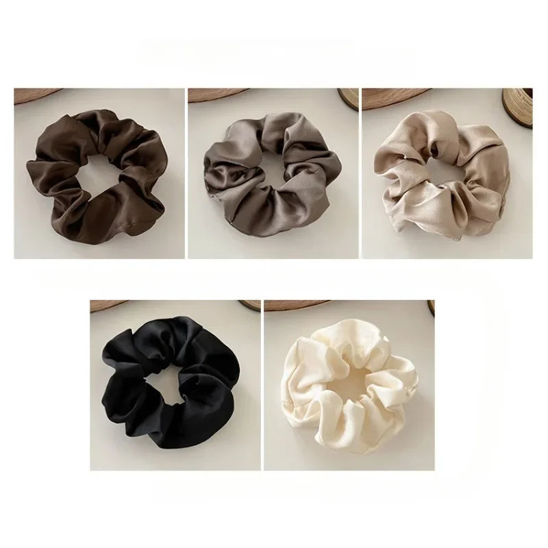 Elegant Solid Color Hair Scrunchies Set
