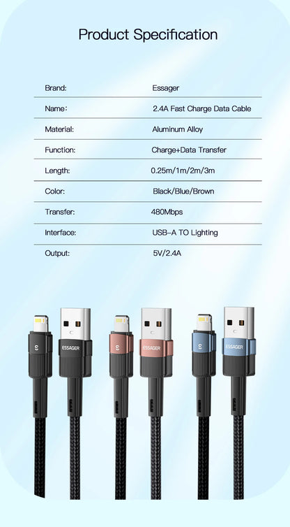Essager USB-A to Lightning Fast Charging Cable