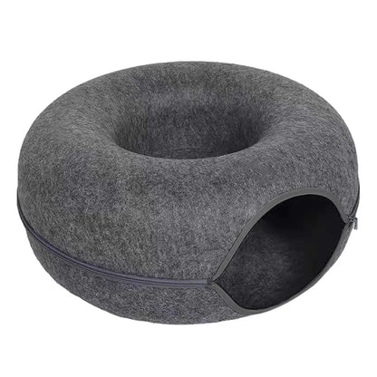 Interactive Round Cat Tunnel Bed with Scratcher