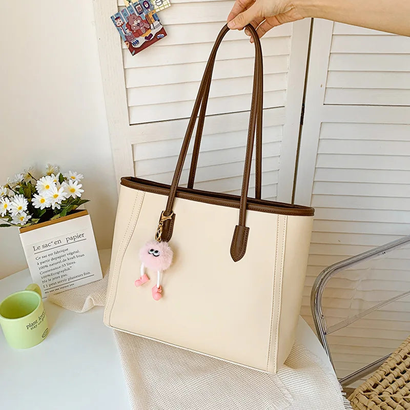 Solid Color Casual Tote Purse for Daily Use