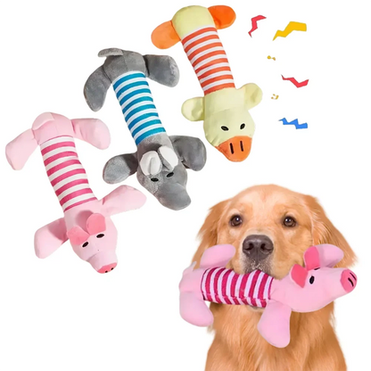 Plush Squeaky Dog Toy – Duck, Pig & Elephant