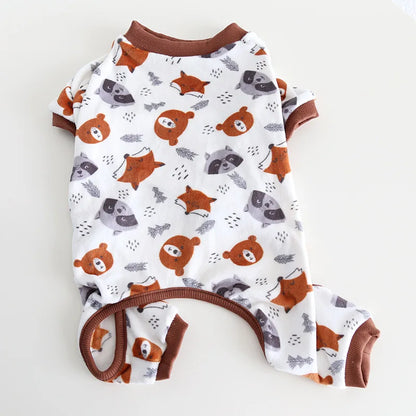 Cartoon Print Fleece Dog Jumpsuit