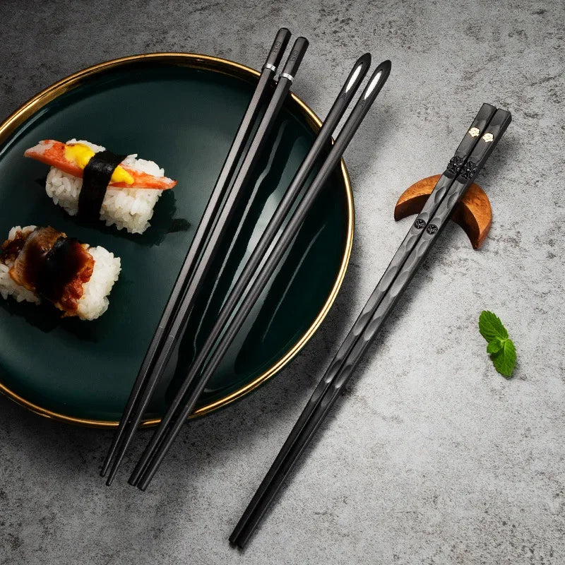 5 Pairs Stainless Steel Non-Slip Chopsticks Set