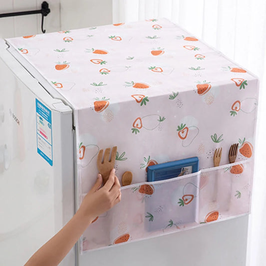 Refrigerator Dust Cover with Storage Pockets