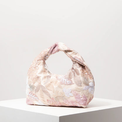 Floral Sequin Half-Moon Evening Bag