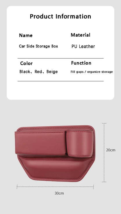 Leather Car Seat Gap Organizer with Storage Pocket