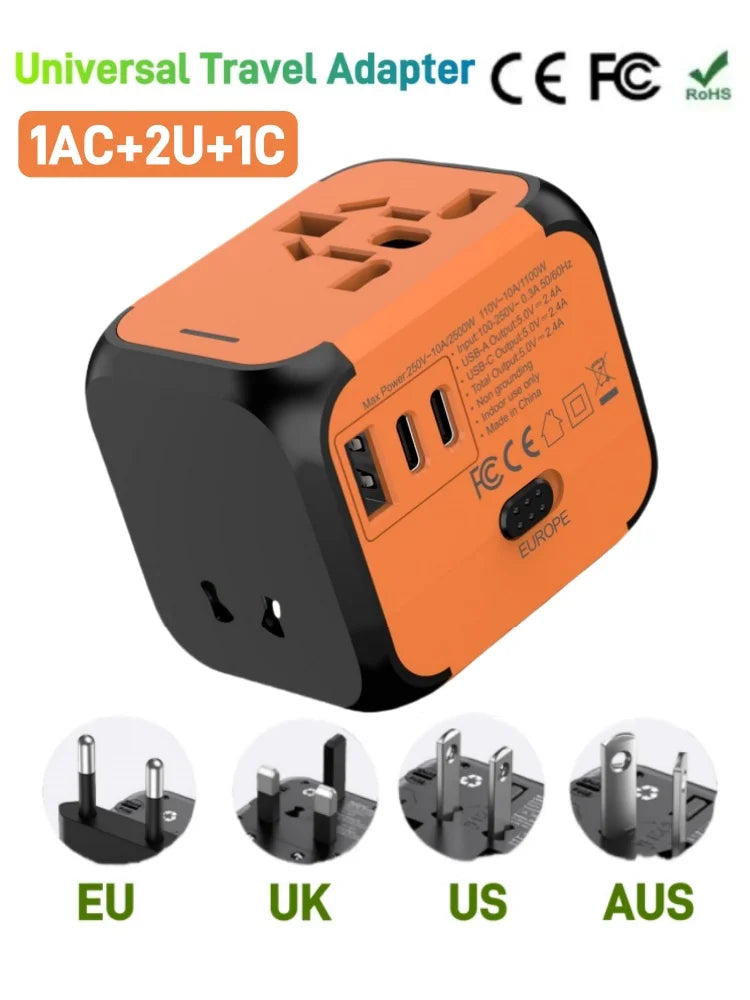 Universal Travel Adapter with 2 USB & USB-C Ports