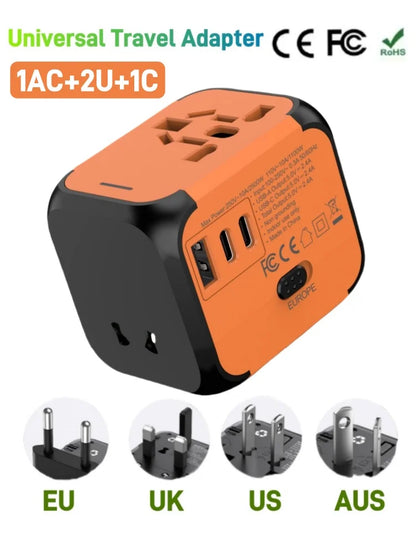 Universal Travel Adapter with 2 USB & USB-C Ports