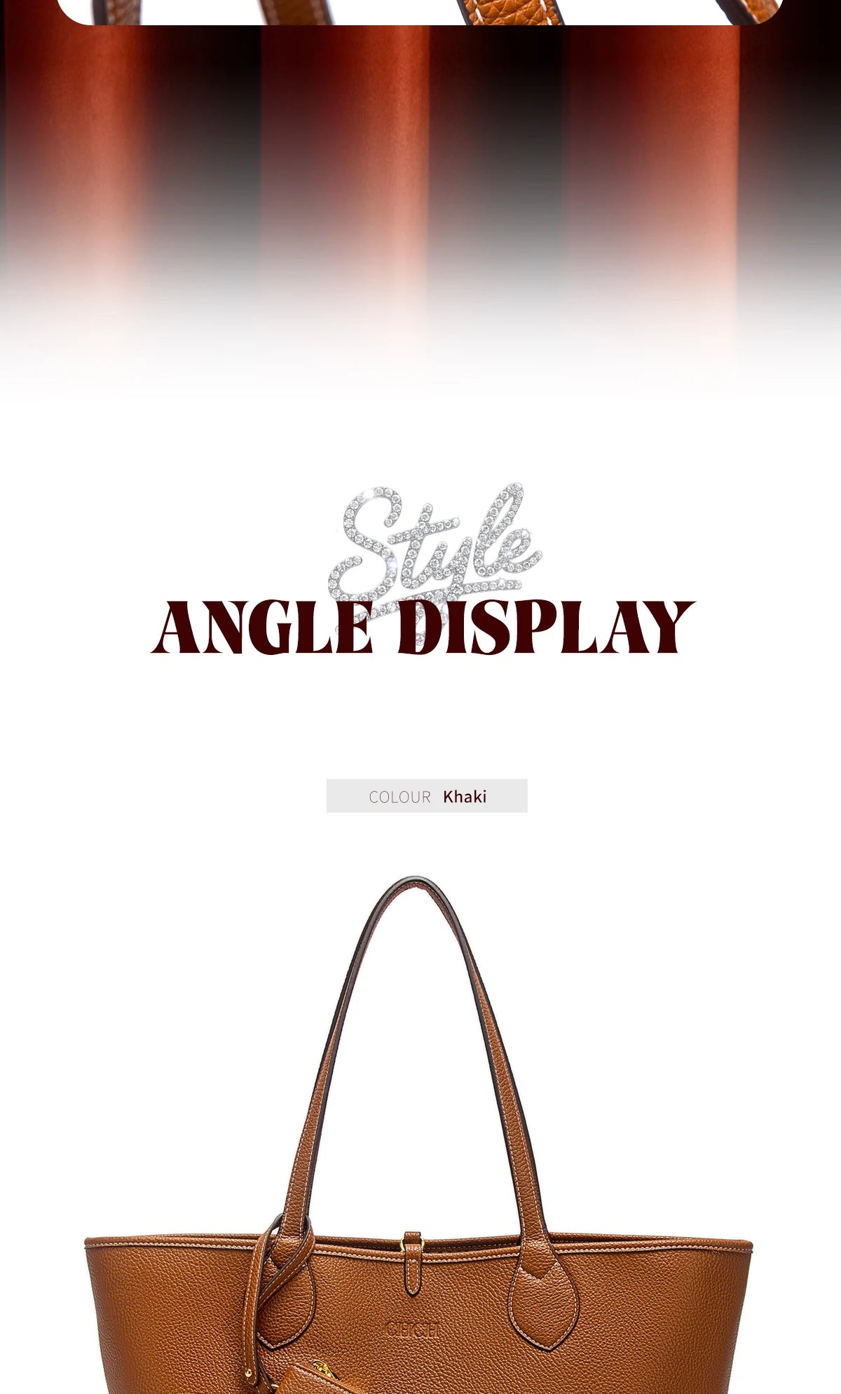 Women’s PU Leather Tote Bag with Matching Pouch
