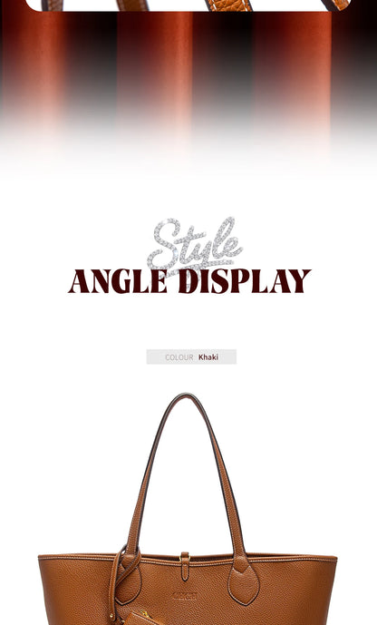 Women’s PU Leather Tote Bag with Matching Pouch