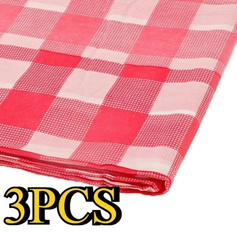 Disposable Checkered Plastic Tablecloth