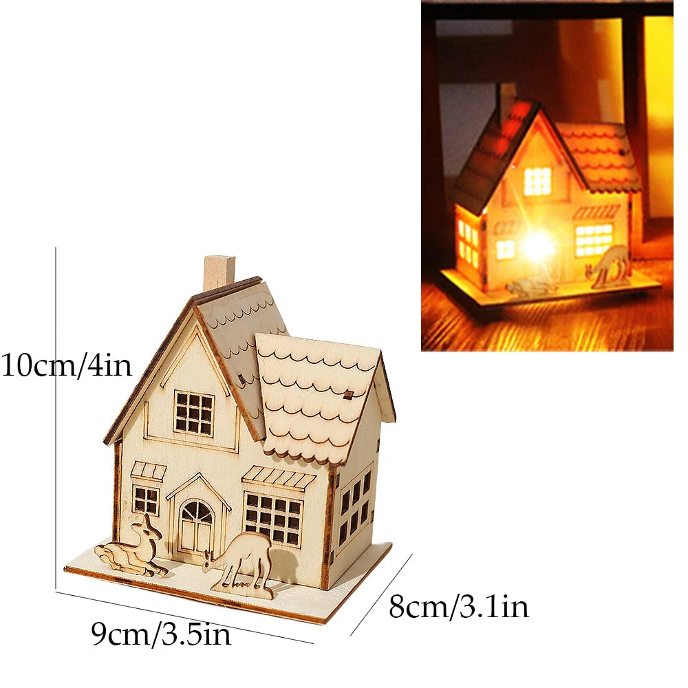 LED Wooden Christmas House Ornament