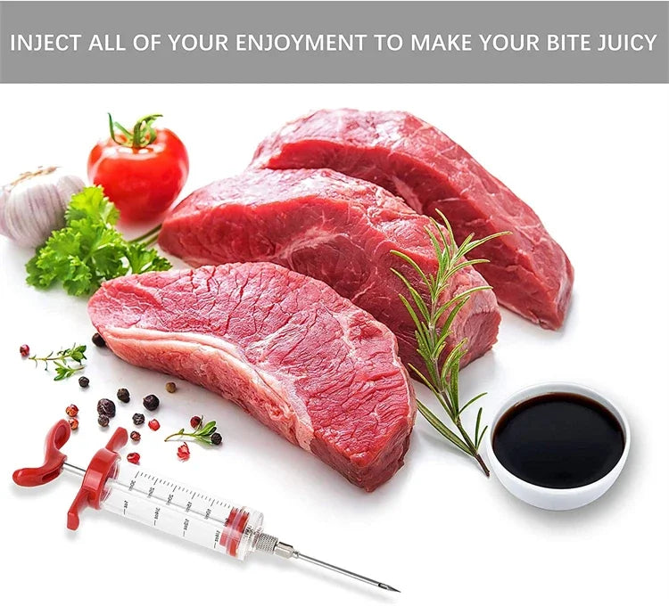 BBQ Marinade Injector Syringe Set for Turkey, Chicken, Beef & Pork
