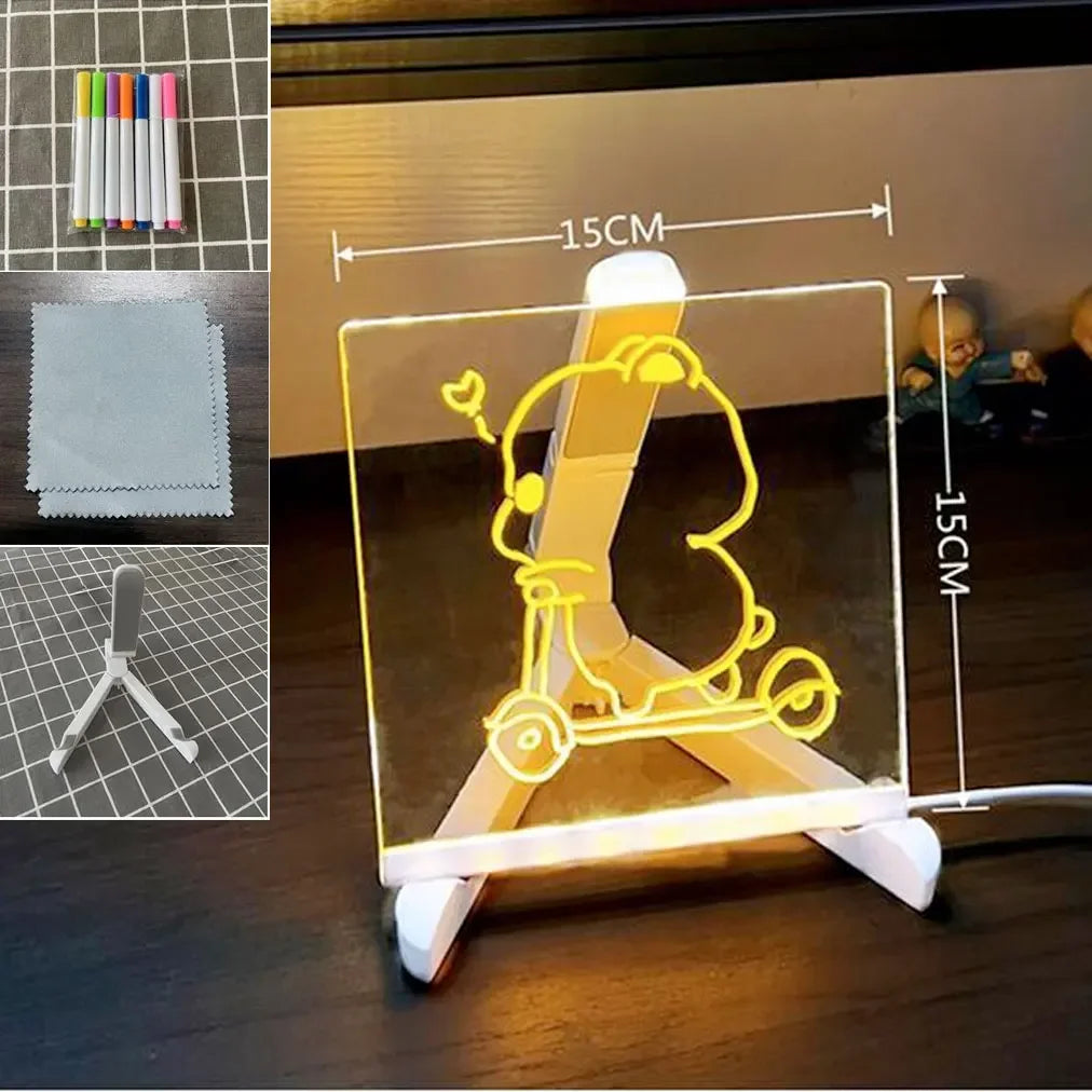 LED Acrylic Erasable Message Board with USB Light