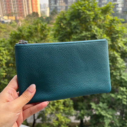 Genuine Top Grain Cow Leather Zip Wallet