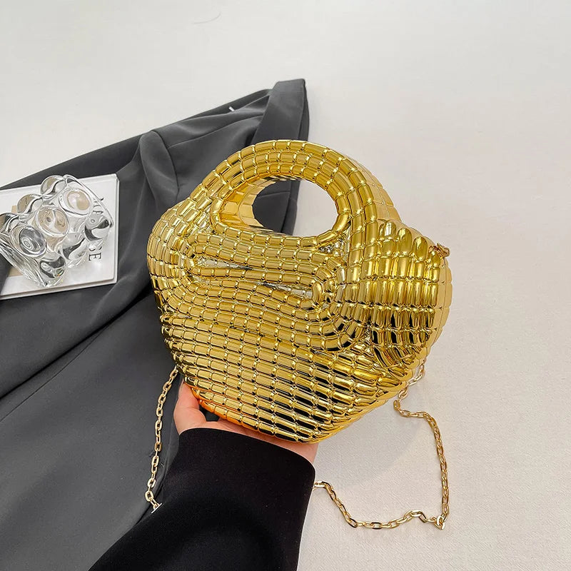 Metallic Acrylic Woven Handbag