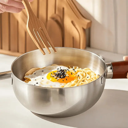 Stainless Steel Milk Pot with Wooden Handle