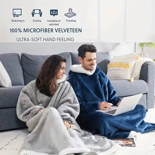 Oversized Flannel Blanket Hoodie