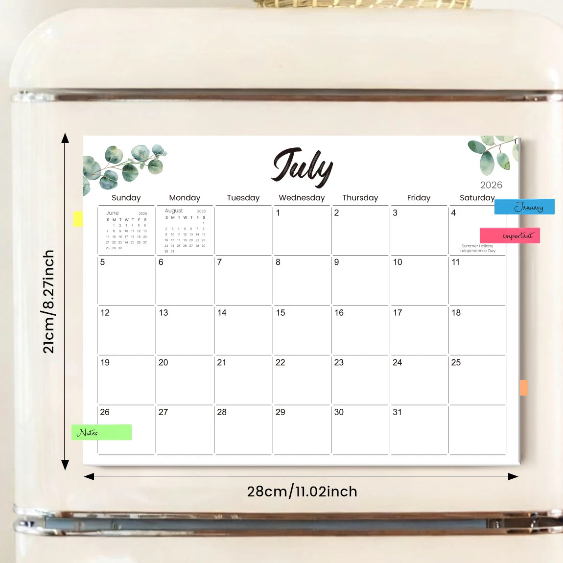 Magnetic Fridge Calendar 2026–2027 Monthly Planner