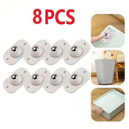 Self-Adhesive Mini Swivel Furniture Casters – 360° Rotating Wheels