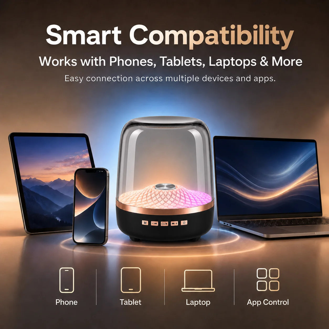 Portable Bluetooth 5.0 Wireless Speaker with Ambient Light