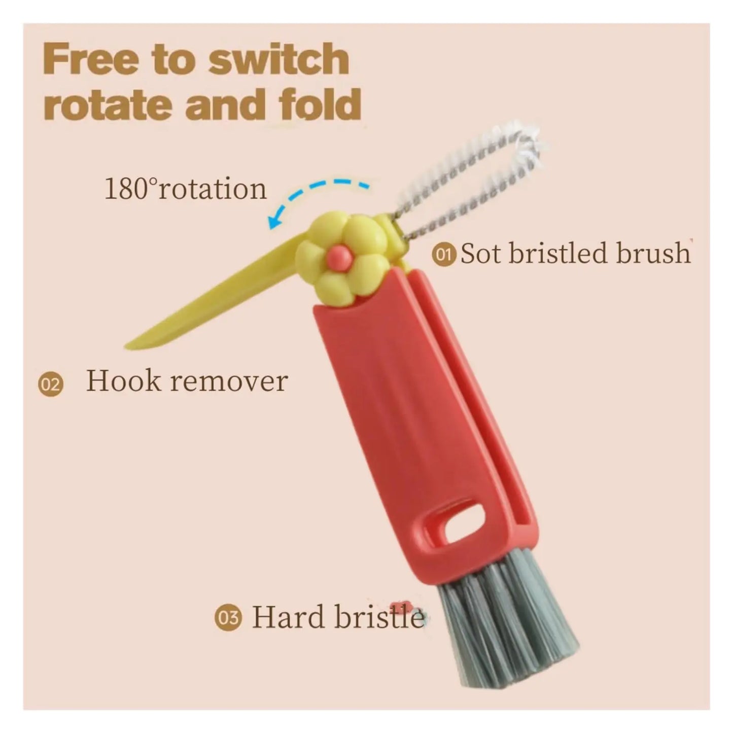 3-in-1 Cup Lid & Crevice Cleaning Brush