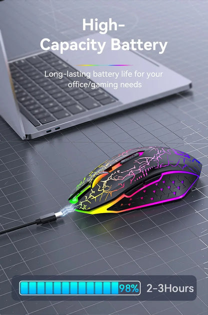 Silent RGB Wireless Gaming Mouse with Type-C Charging
