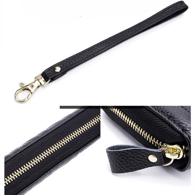 Genuine Cow Leather Zip-Around Wallet with 36 Card Slots