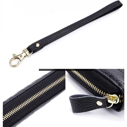 Genuine Cow Leather Zip-Around Wallet with 36 Card Slots