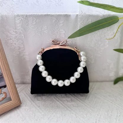 Vintage Green Velvet Pearl Clutch Bag
