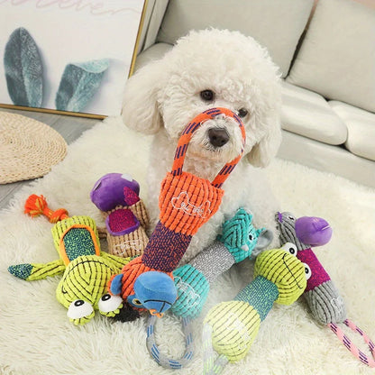 Corduroy Animal Squeaky Dog Toy