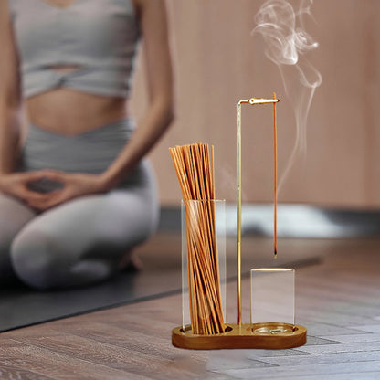 2-in-1 Glass Incense Holder with Ash Catcher