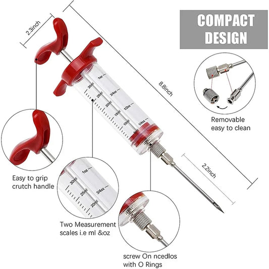 BBQ Marinade Injector Syringe Set for Turkey, Chicken, Beef & Pork