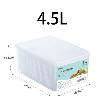 Refrigerator Storage Container with Drain Basket & Lid