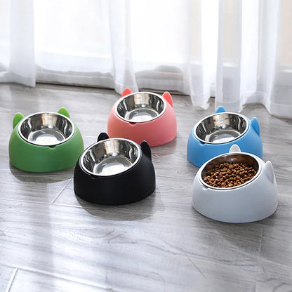 15° Tilted Stainless Steel Pet Feeding Bowl