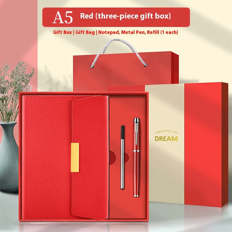 Premium A5 Leather Business Notebook Gift Set