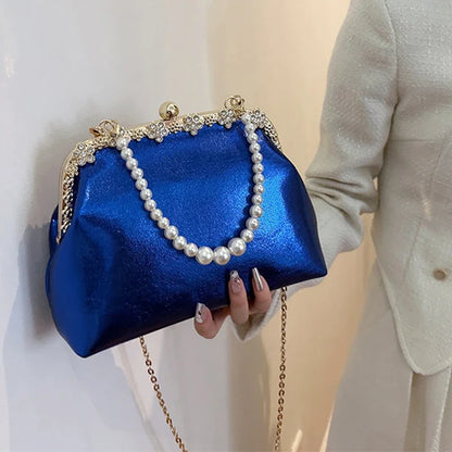 Luxury Pearl Chain Minaudière Shoulder Bag