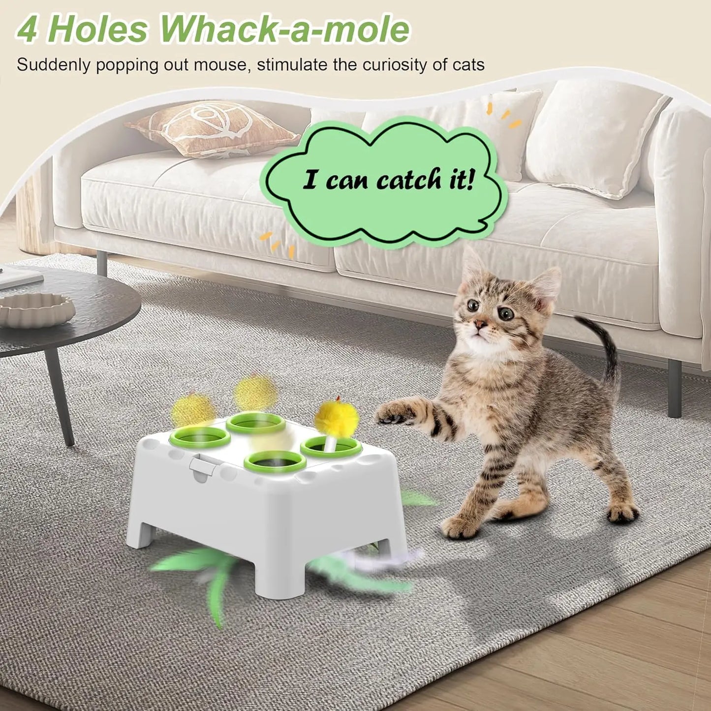 Automatic Whack A Mole Interactive Cat Toy