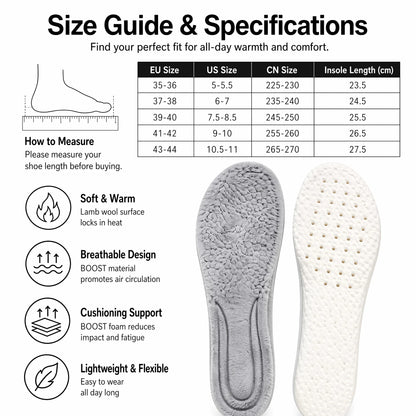 Warm Plush Winter Memory Foam Insoles