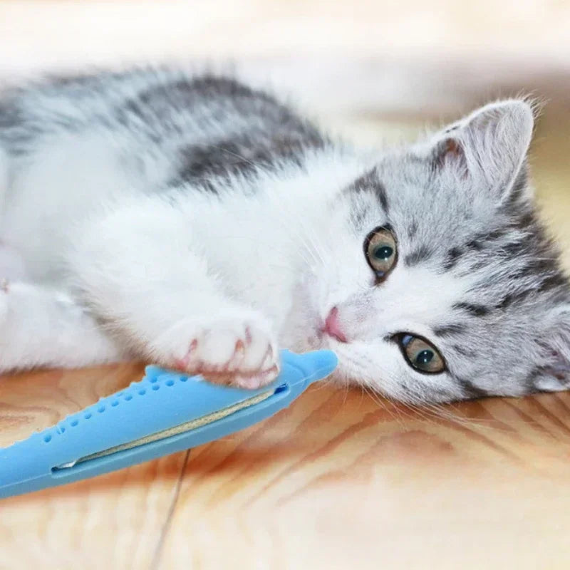 Interactive Fish-Shaped Silicone Cat Toy for Dental Care