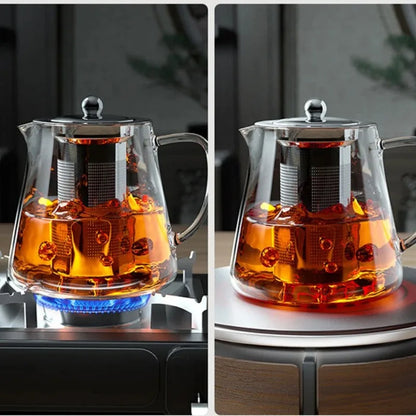 Heat-Resistant Borosilicate Glass Teapot with Stainless Steel Infuser