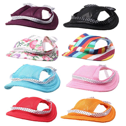 Summer Sunscreen Dog Baseball Cap with Ear Holes
