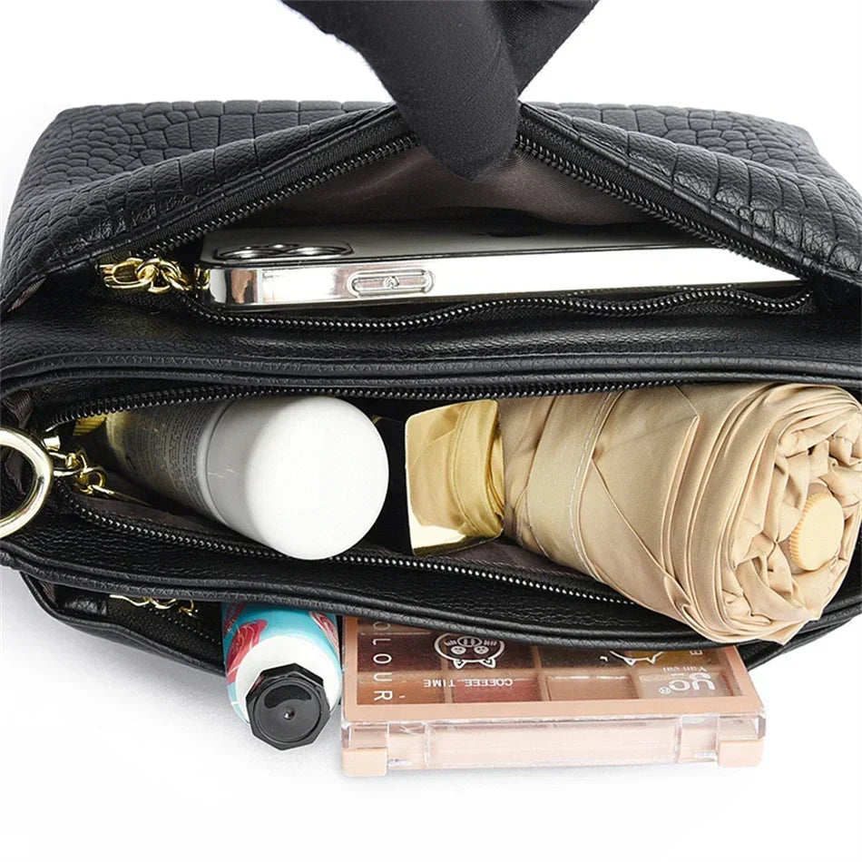 Casual Floral Embossed Leather Crossbody Shoulder Bag