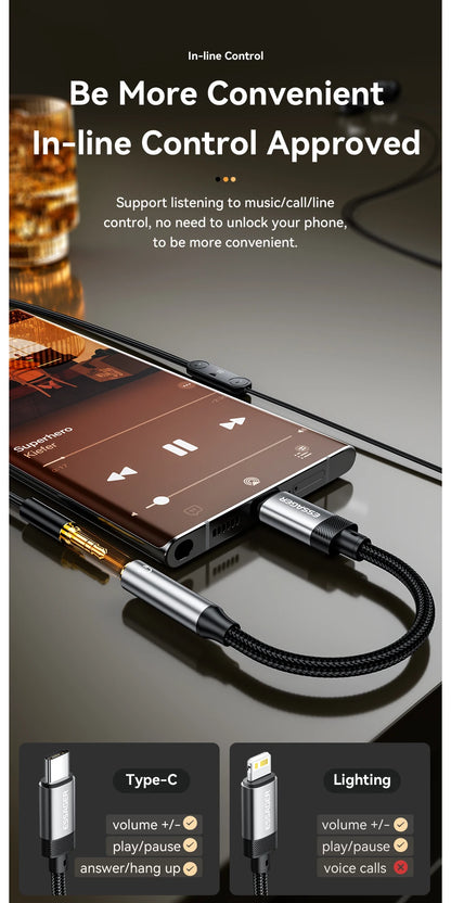 ESSAGER USB-C to 3.5mm Audio Adapter for Headphones & AUX
