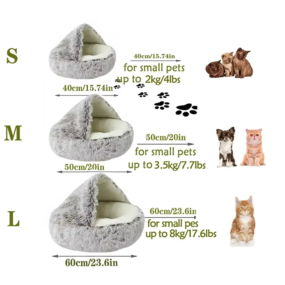 Semi-Enclosed Plush Cat & Dog Bed