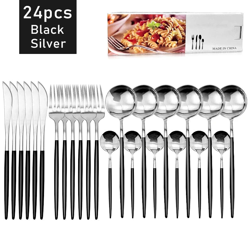 Elegant Western Flatware Set with Spoon, Fork & Knife